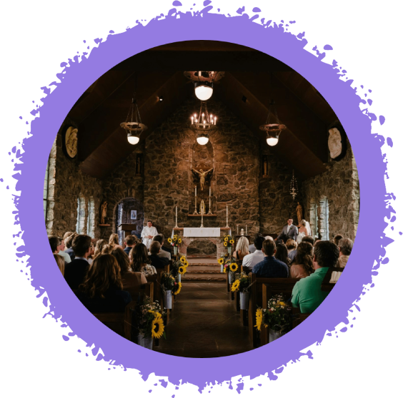 Wedding ceremony in stone chapel