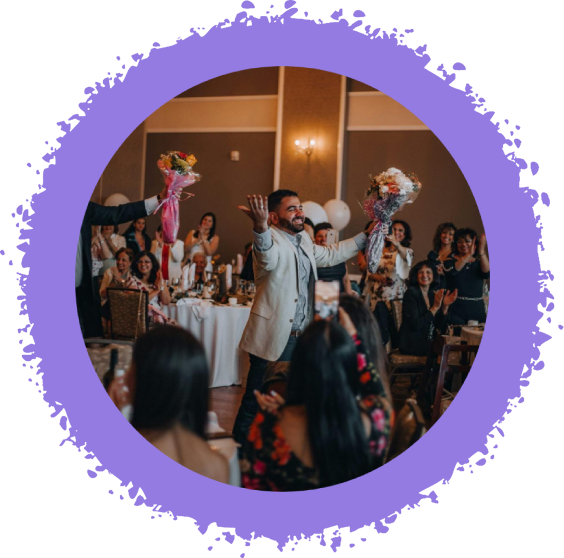 Celebration with floral bouquets