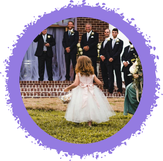 Flower girl at wedding ceremony