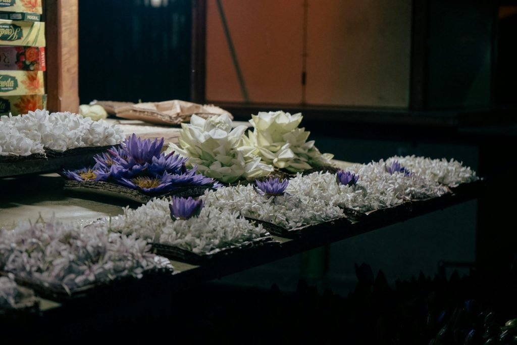 a bunch of flowers that are on a table
